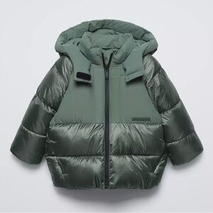 Zara toddler blue aqua green puffer jacket 3T